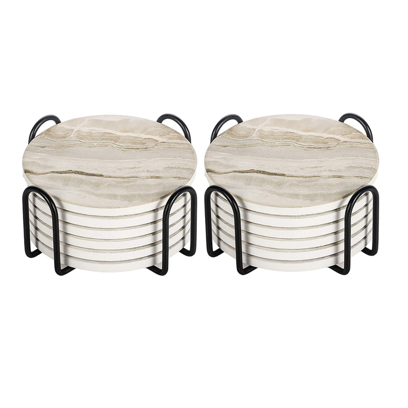 Marble Coaster Set - AT05-Set Tatakan Penyerap Gaya Marmer Cocok