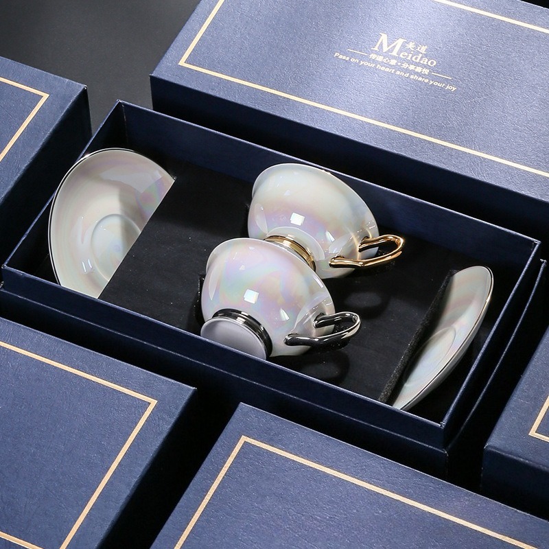 Luxury Gift Set - Set Cangkir Kopi Mutiara Berkilau, Bone