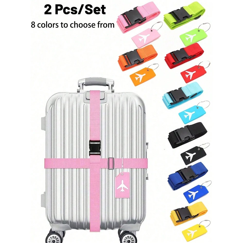 Travel Luggage Set - Set Tali Pengikat Koper dengan Label