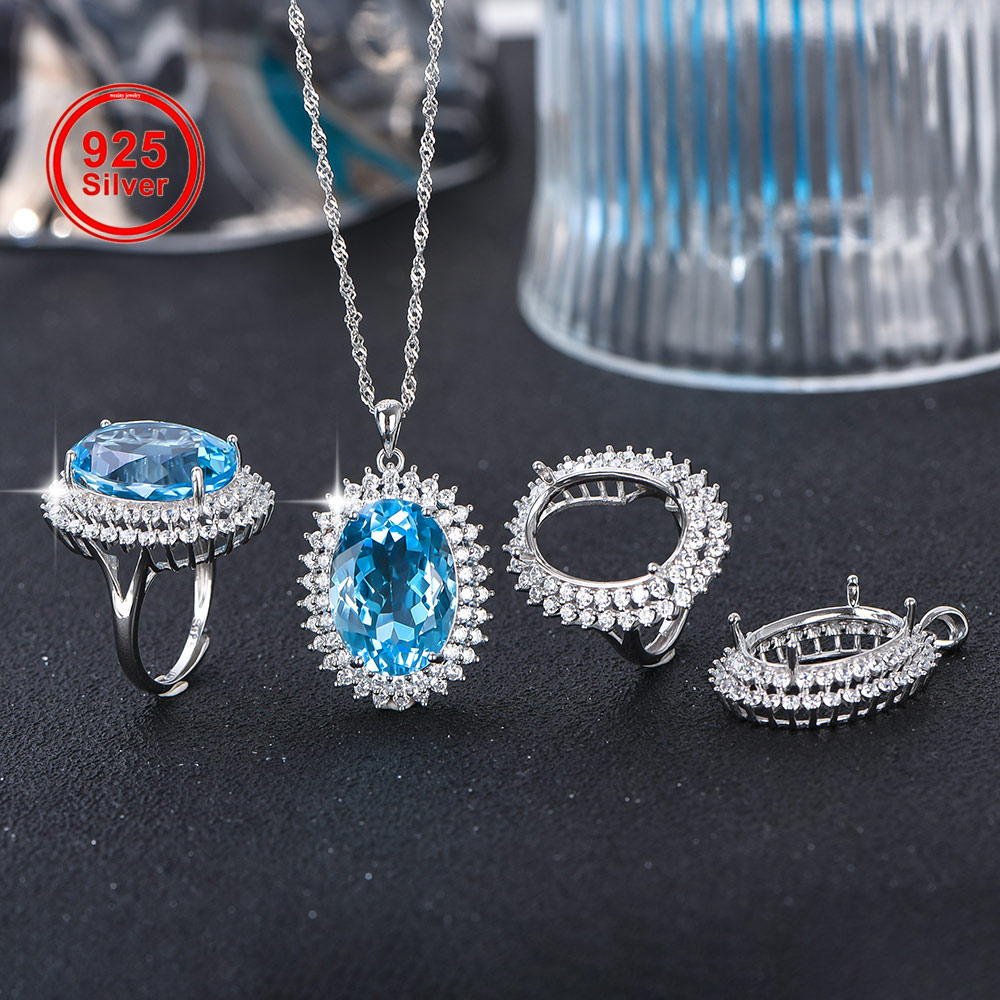 Luxury Gift Set - 13X18Mm S925 Cincin Perak Murni Liontin