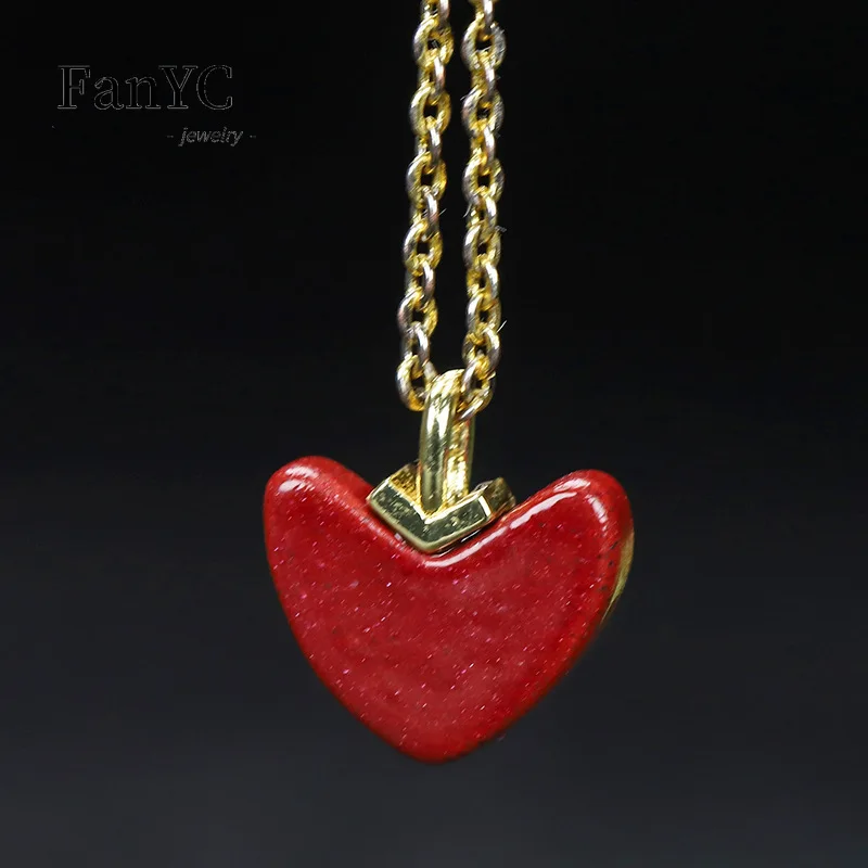 Luxury Gift Set - Kalung Anting hati cinta Cinnabar alami
