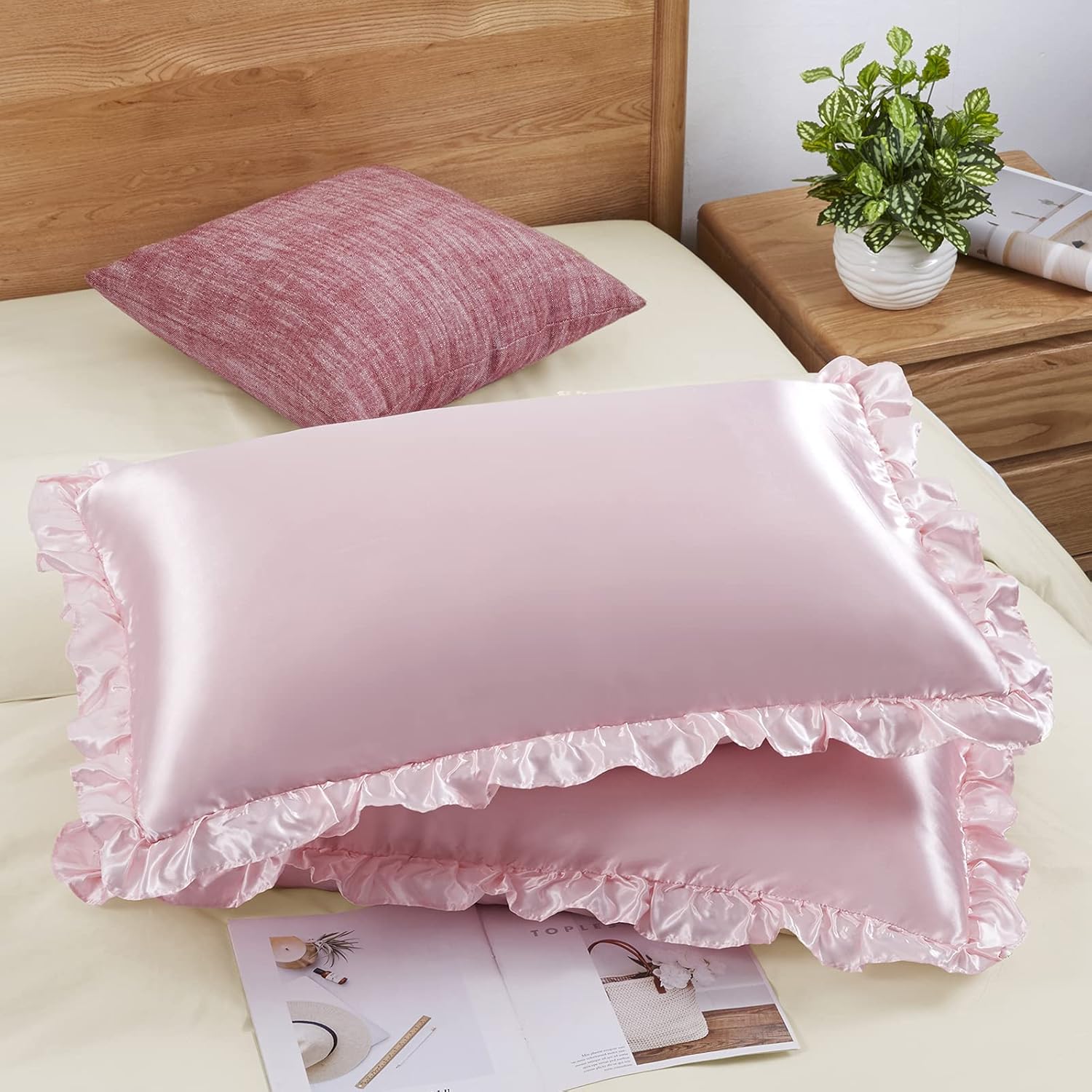 Silk Pillowcase - 2 Buah Sarung Bantal Satin Berkerut