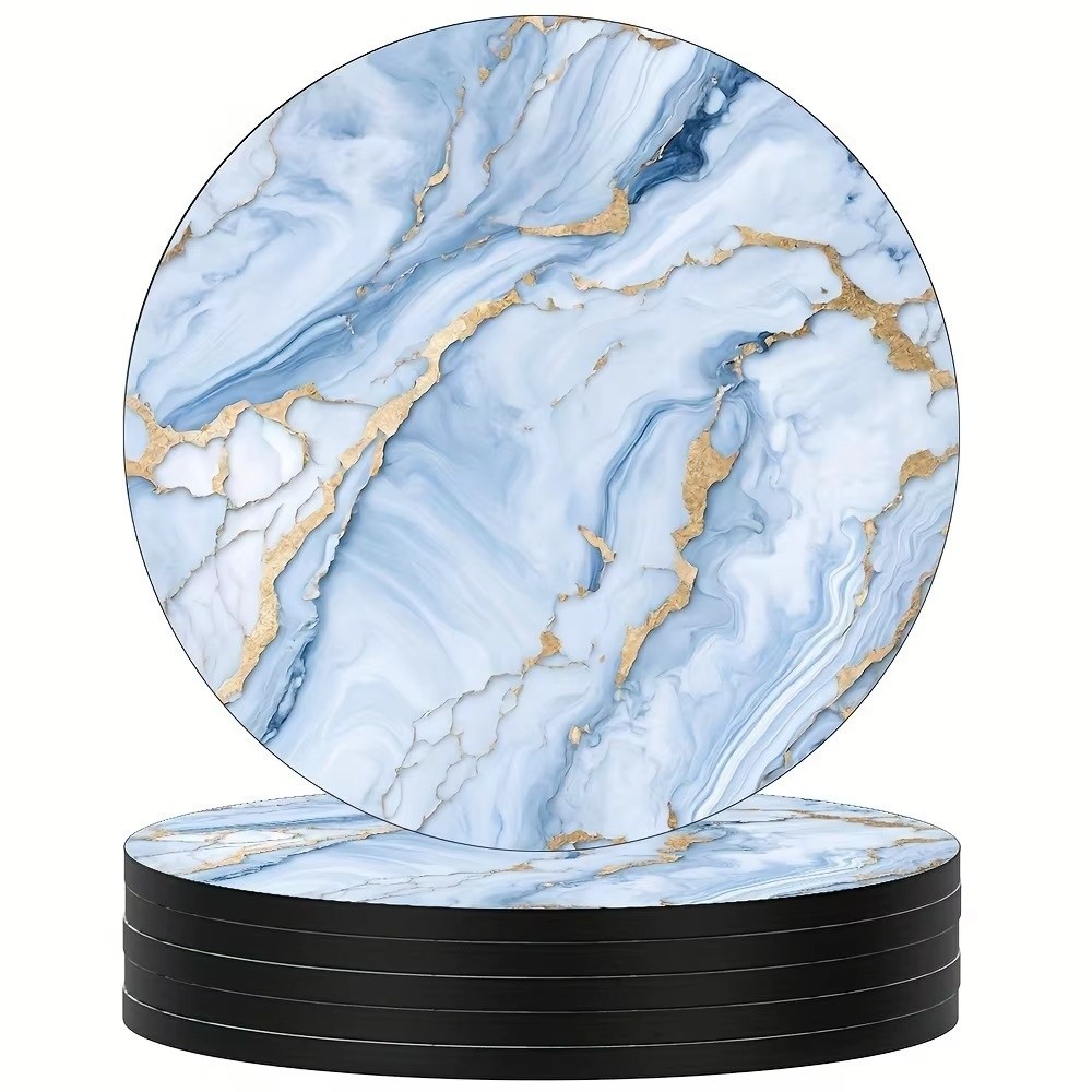 6 buah tatakan gelas kayu beru - Marble Coaster Set ulasan dan harga